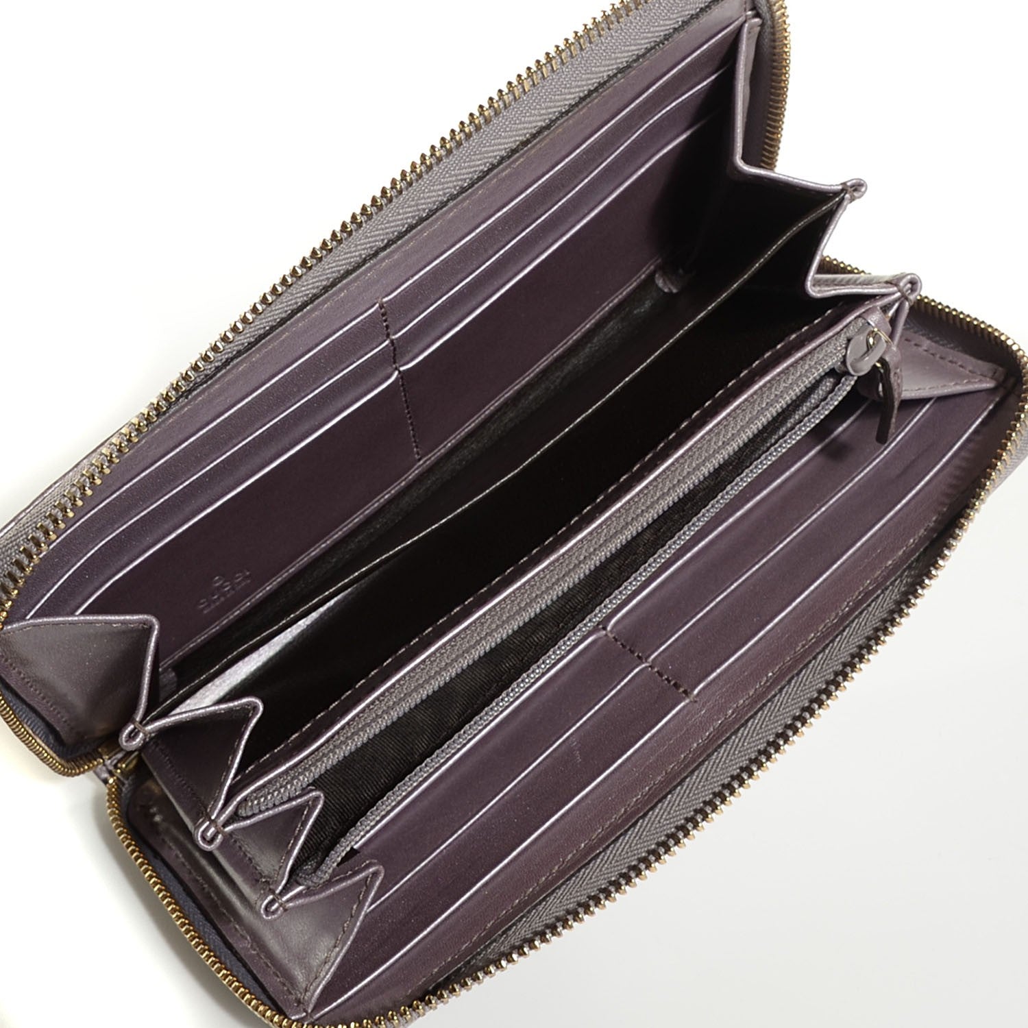 Gucci Metallic Soft Guccissima Margaux Calfskin Lovely Zip Around Wallet Senanque 5 of 6