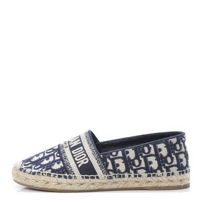Christian Dior Oblique Embroidered Granville 15mm Espadrilles 38.5 Deep Blue 1 of 7