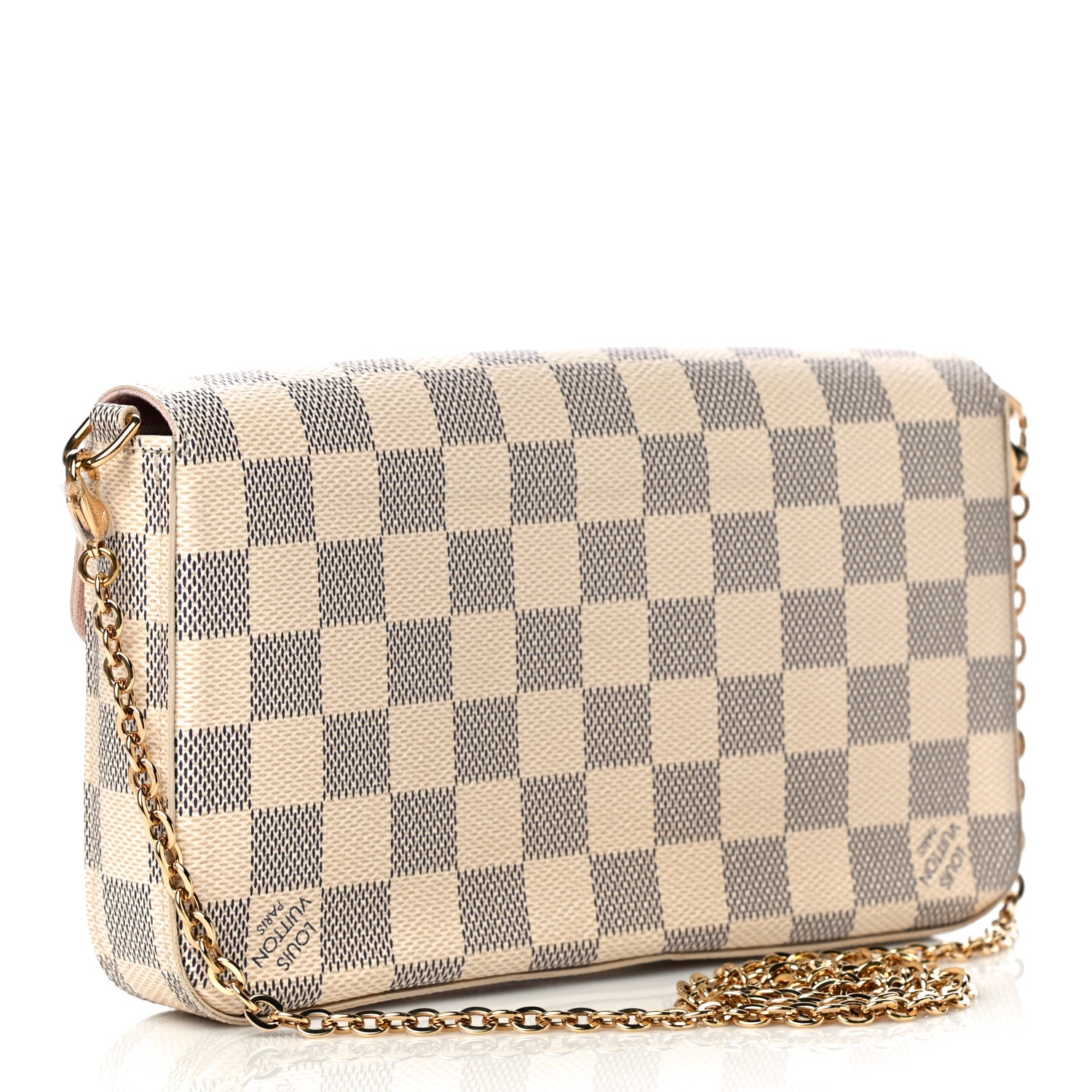 Louis Vuitton Damier Azur Pochette Felicie Chain Wallet Rose Ballerine 4 of 18
