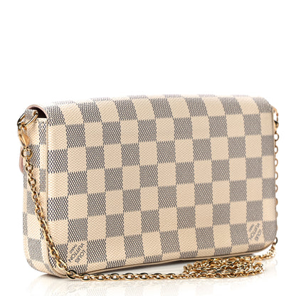 Louis Vuitton Damier Azur Pochette Felicie Chain Wallet Rose Ballerine 4 of 18