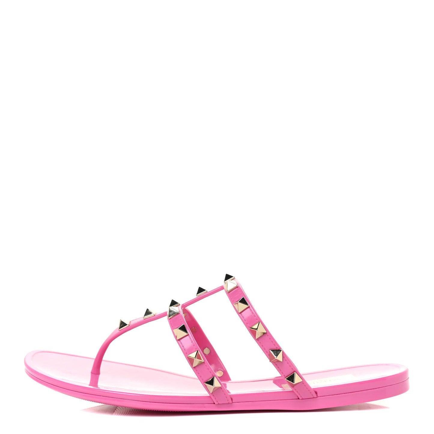PVC Jelly Rockstud Caged Flat Thong Sandals 38 Dawn Pink