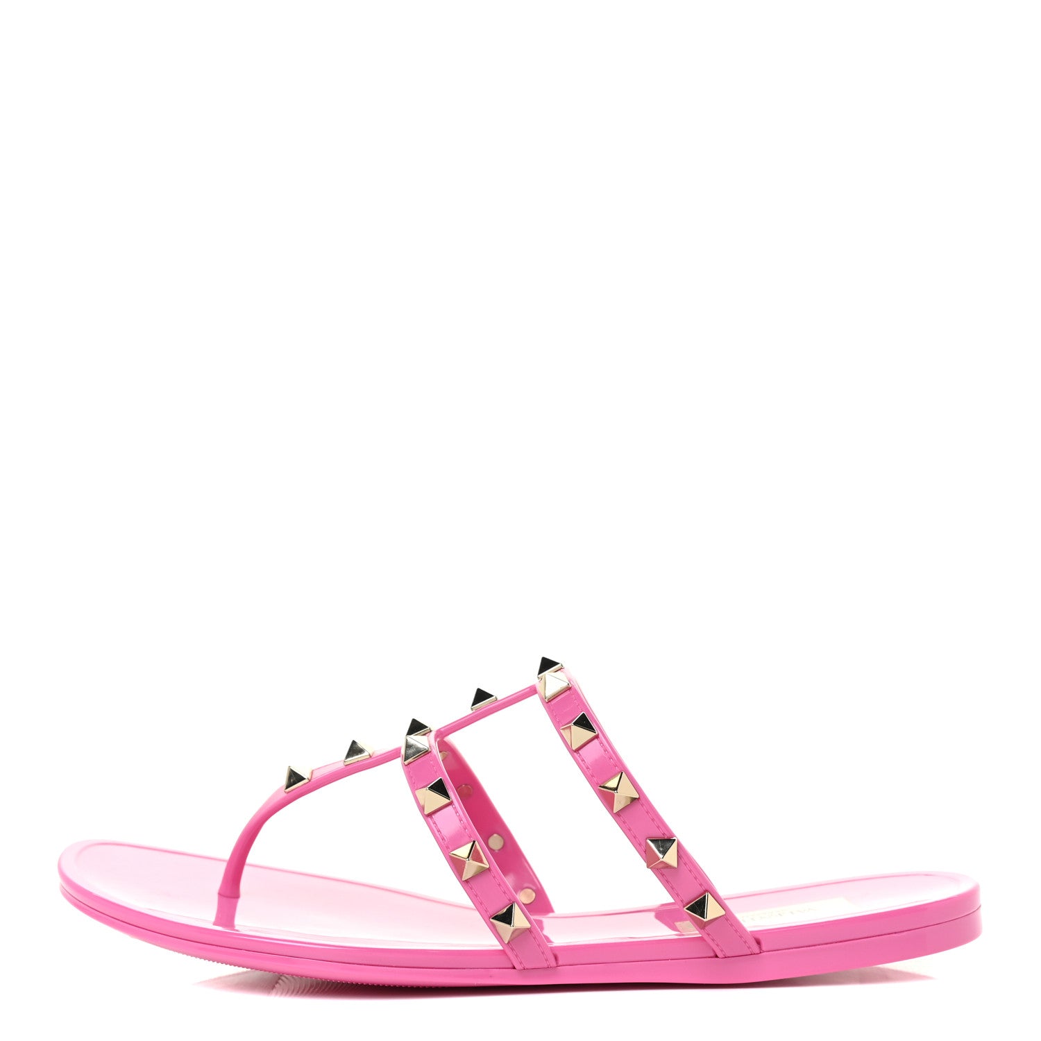 Valentino Garavani PVC Jelly Rockstud Caged Flat Thong Sandals 38 Dawn Pink 1 of 10