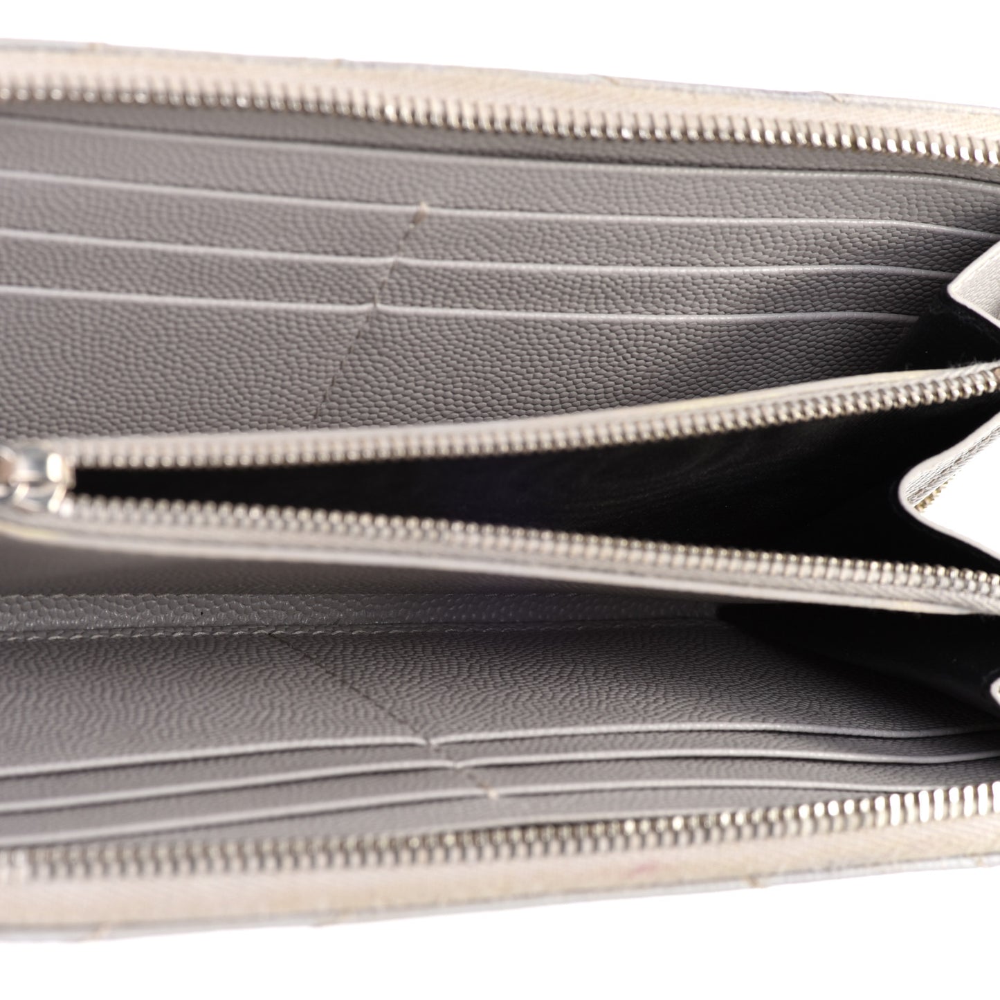 Grain De Poudre Matelasse Chevron Monogram Zip Around Wallet Granite