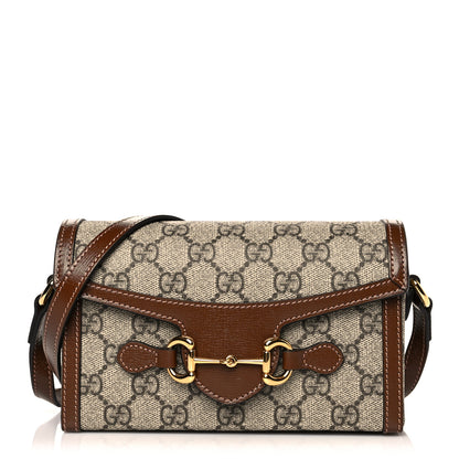 Gucci GG Supreme Monogram Mini Horsebit 1955 Shoulder Bag Beige Brown Sugar 1 of 10