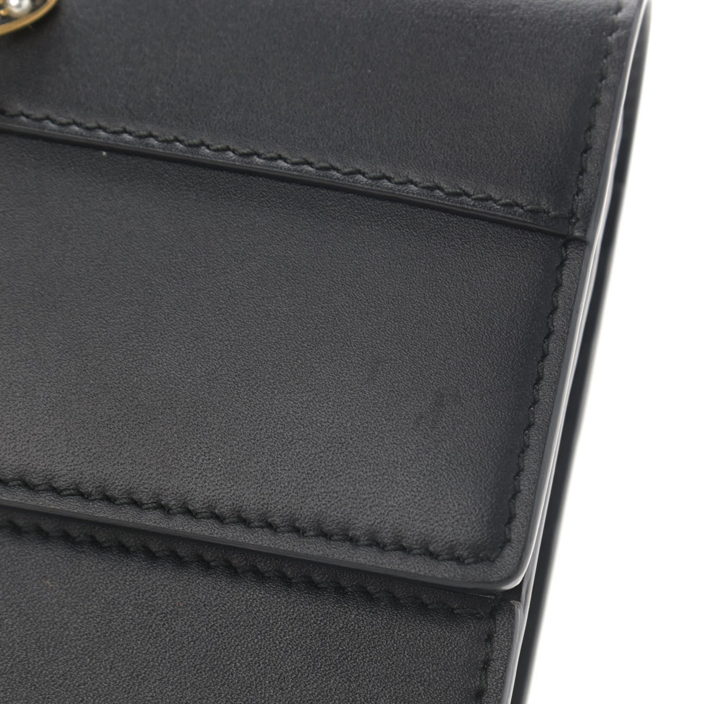Calfskin Queen Margaret Chain Wallet Black