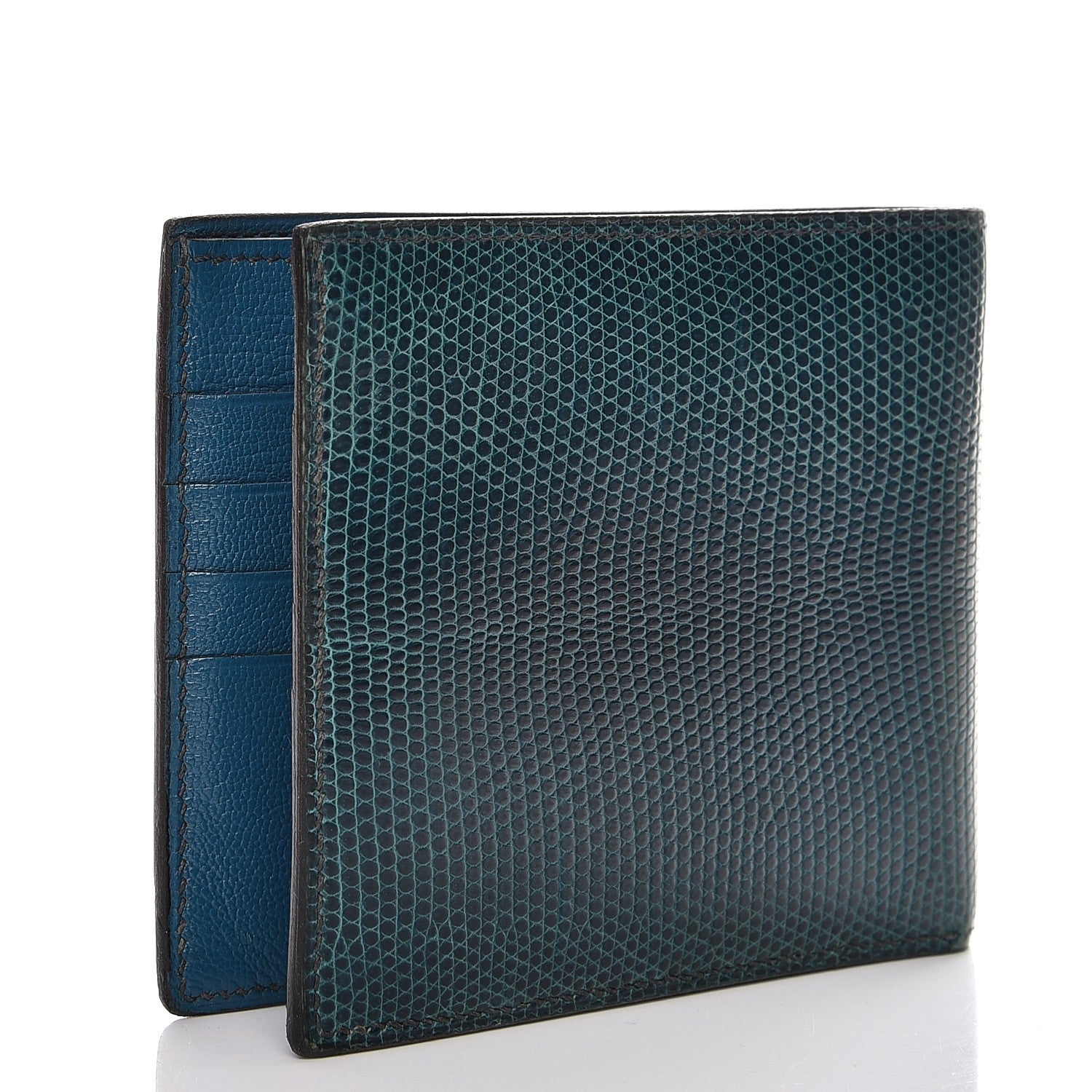 Hermes Lizard Niloticus Citizen Wallet Bleu 3 of 9