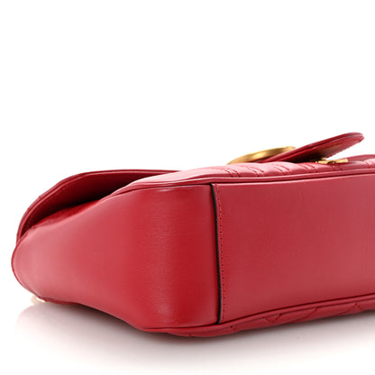 Gucci Calfskin Matelasse Small GG Marmont Shoulder Bag Hibiscus Red 9 of 10