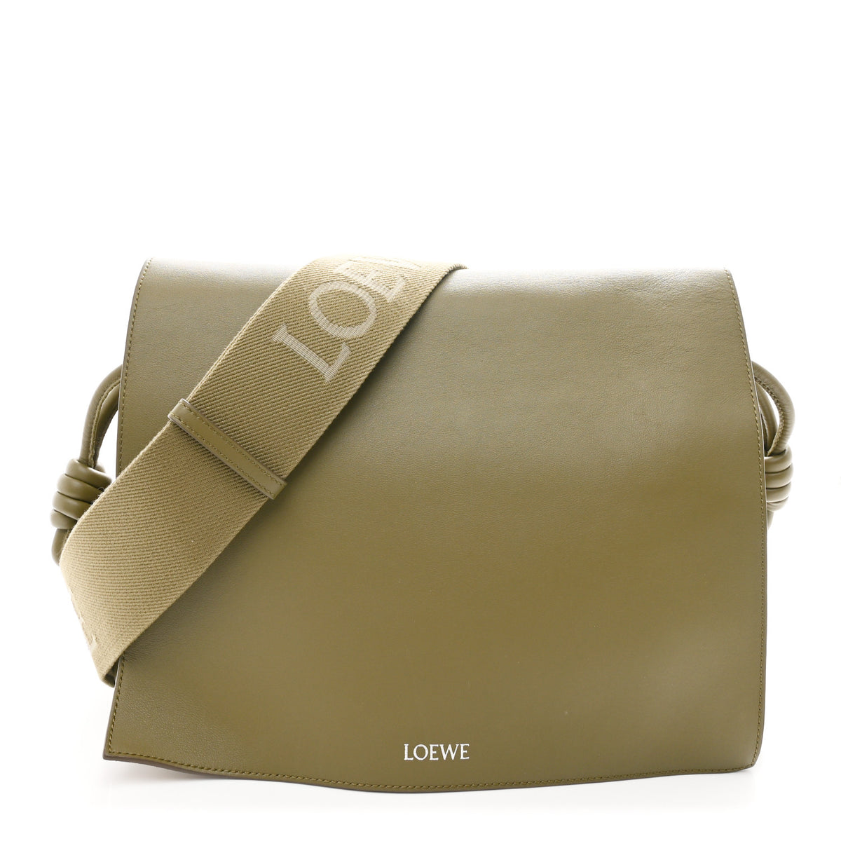 Loewe Shiny Supple Calfskin Flamenco Satchel Olive 1 of 10