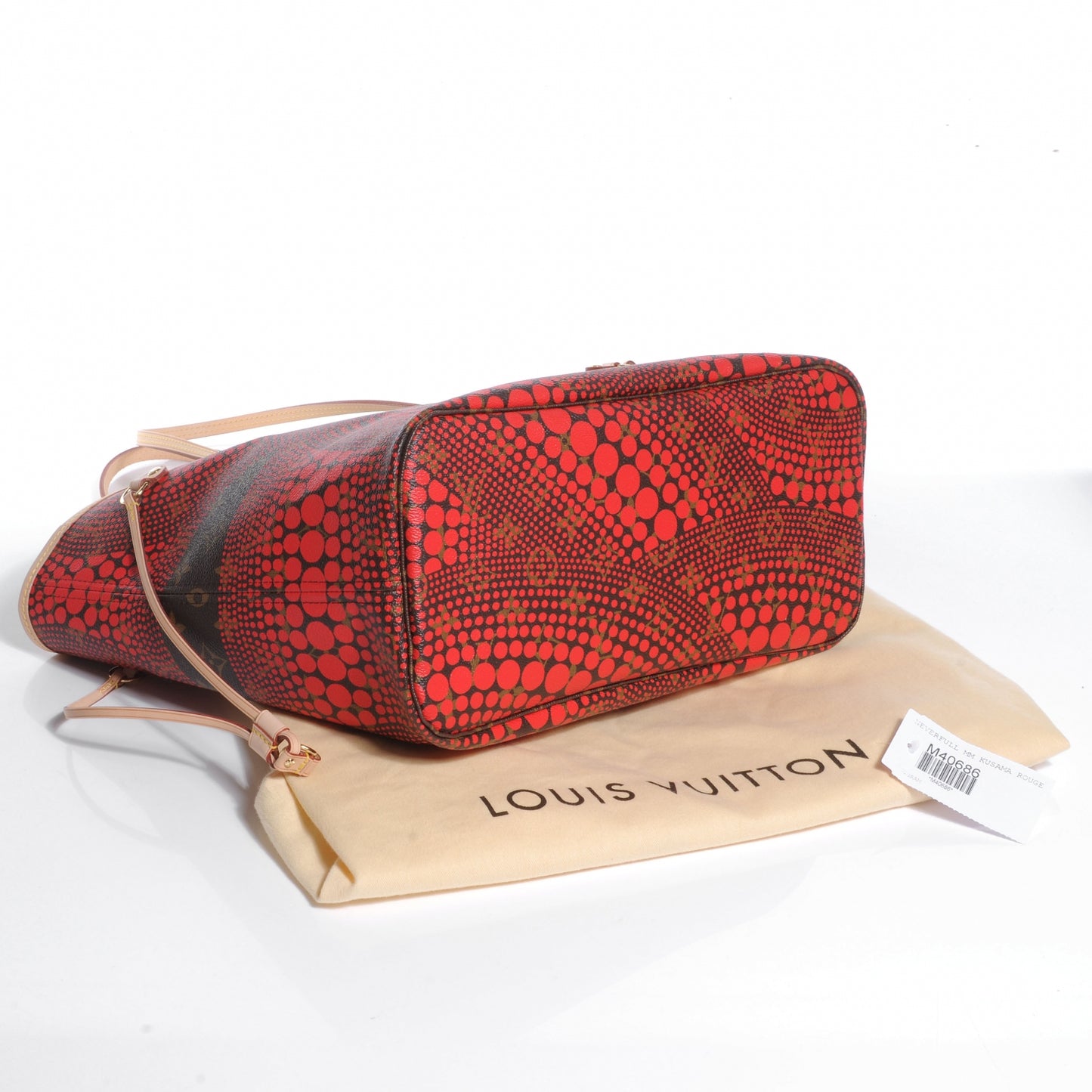 Monogram Kusama Waves Neverfull MM Red