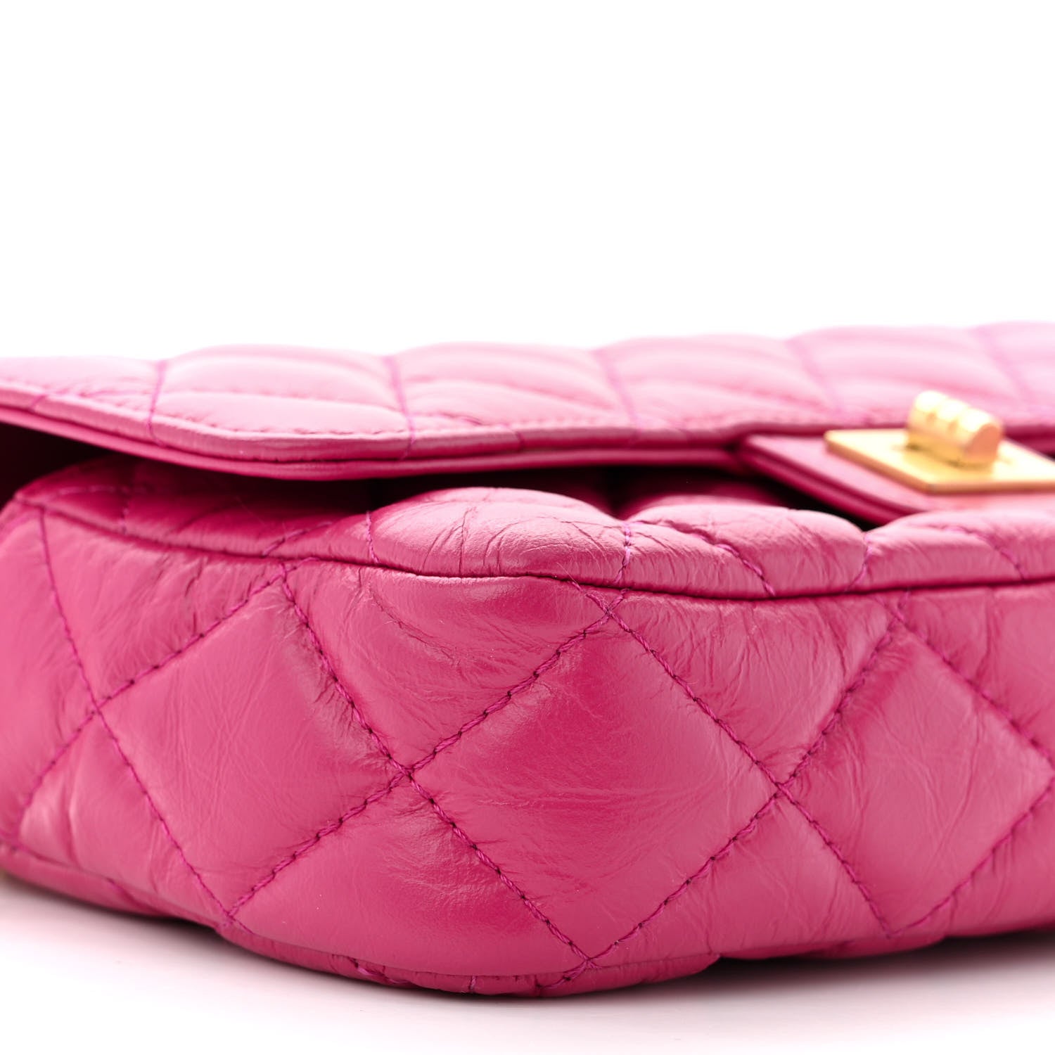 Chanel Aged Calfskin Quilted 2.55 Reissue Phone Holder With Chain Fuchsia 11 of 13