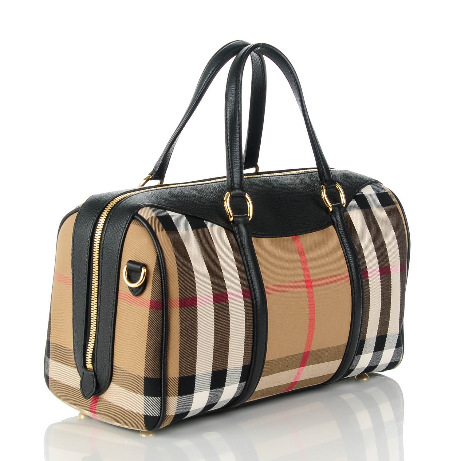 Burberry House Check Medium Alchester Bowling Bag Black 3 of 6