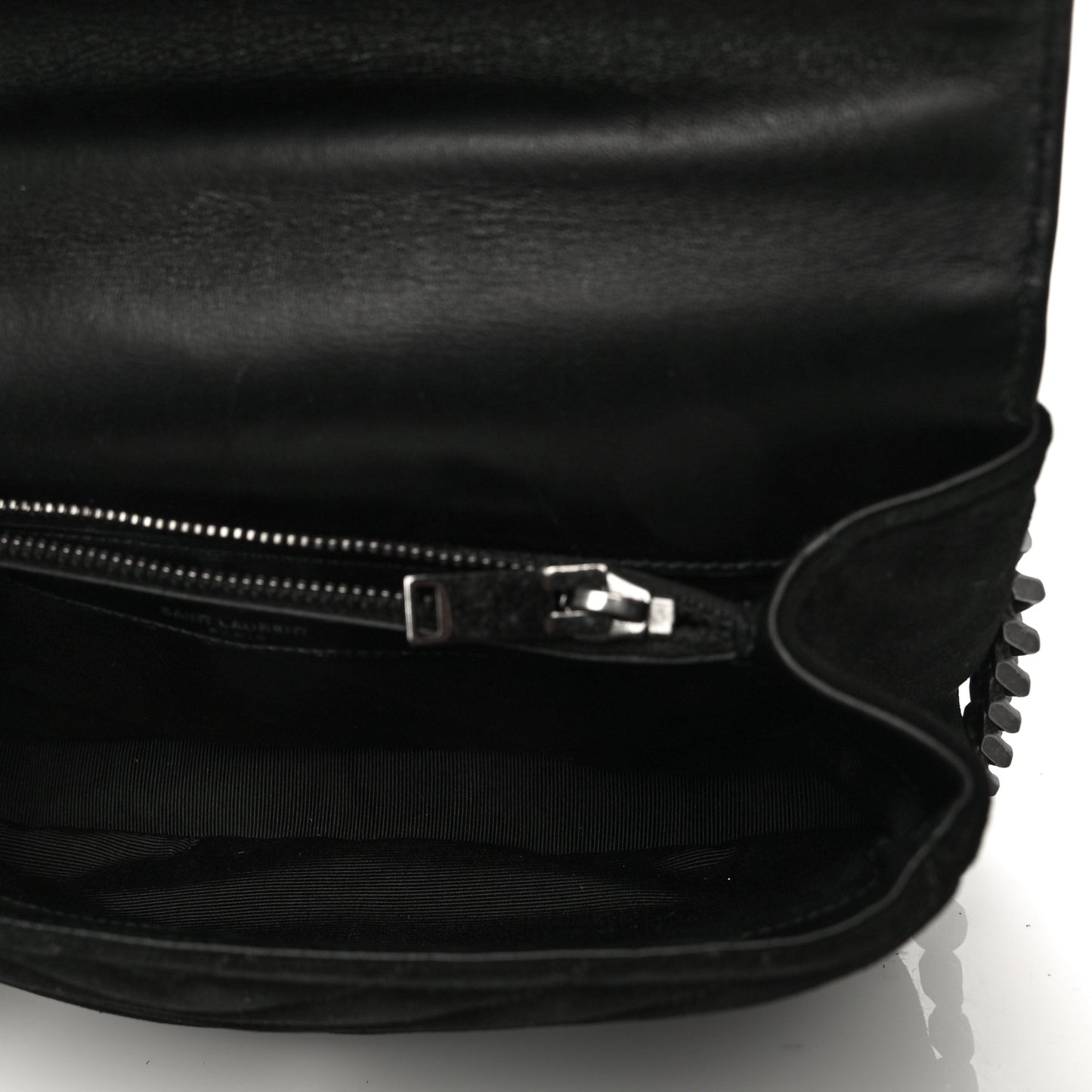 Suede Matelasse Chevron Fringe Monogram Medium College Bag Black