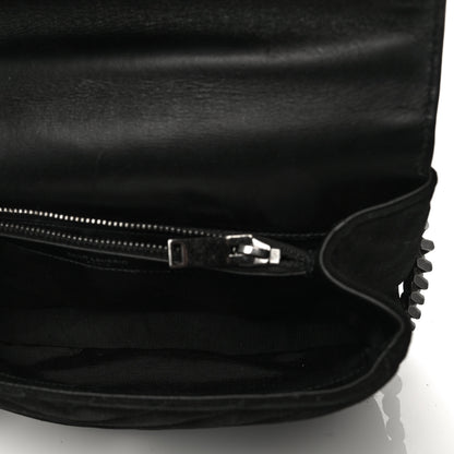 Saint Laurent Suede Matelasse Chevron Fringe Monogram Medium College Bag Black 5 of 15