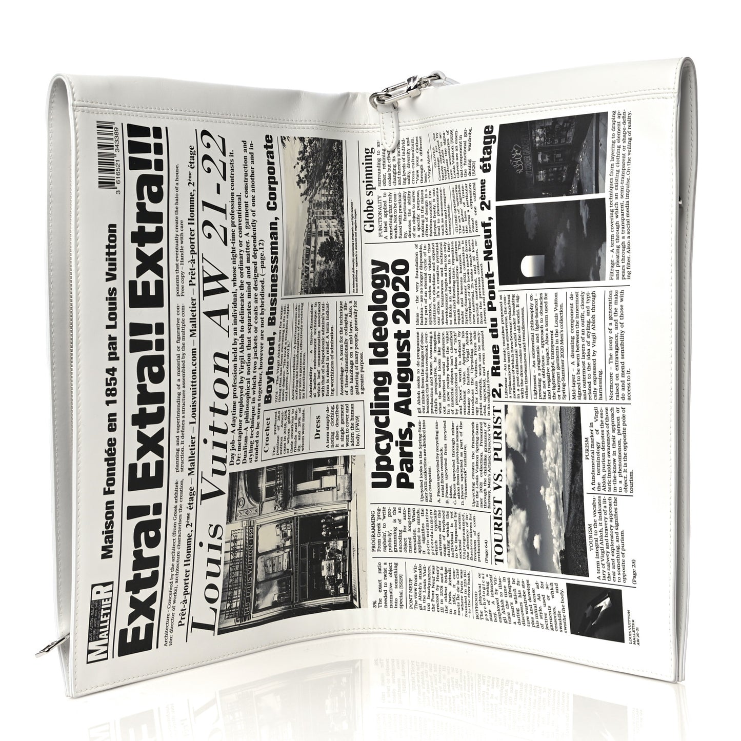 Calfskin Newspaper Print Pouch