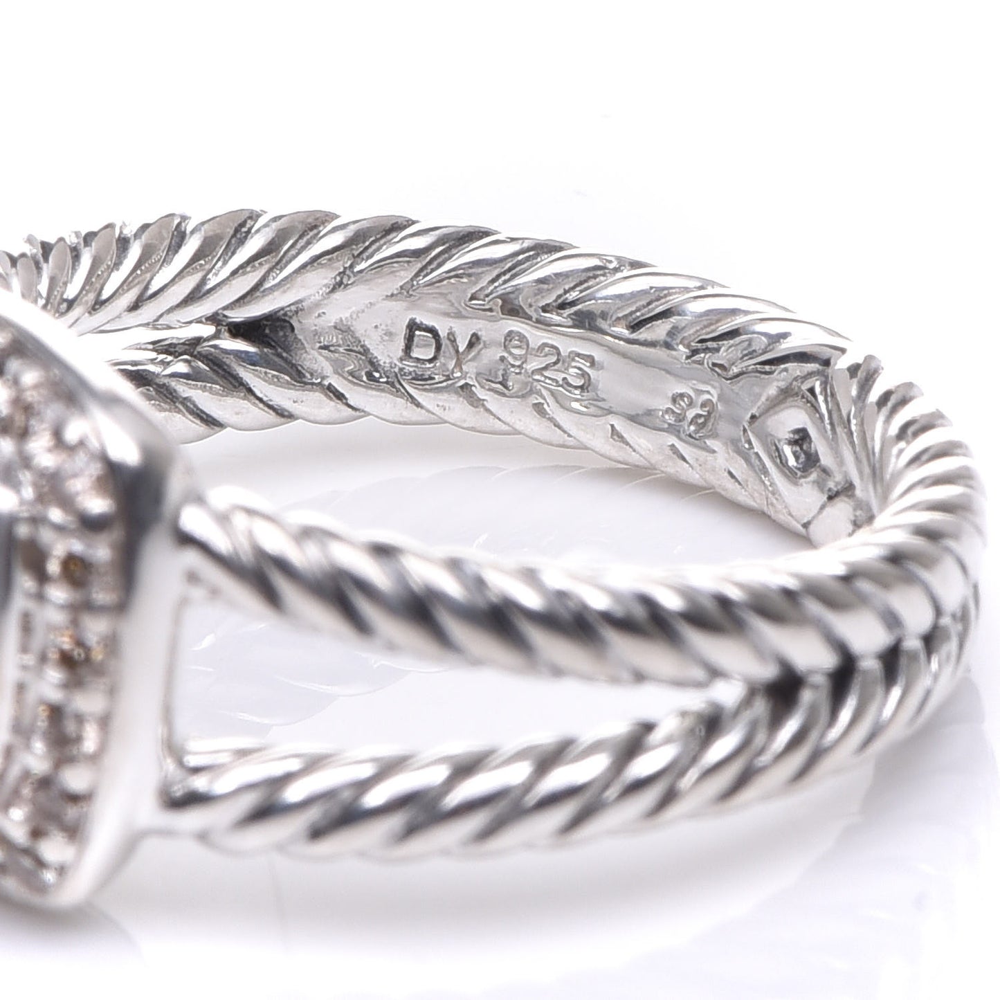 Sterling Silver Diamond Prasiolite 7mm Petite Albion Ring 54 7