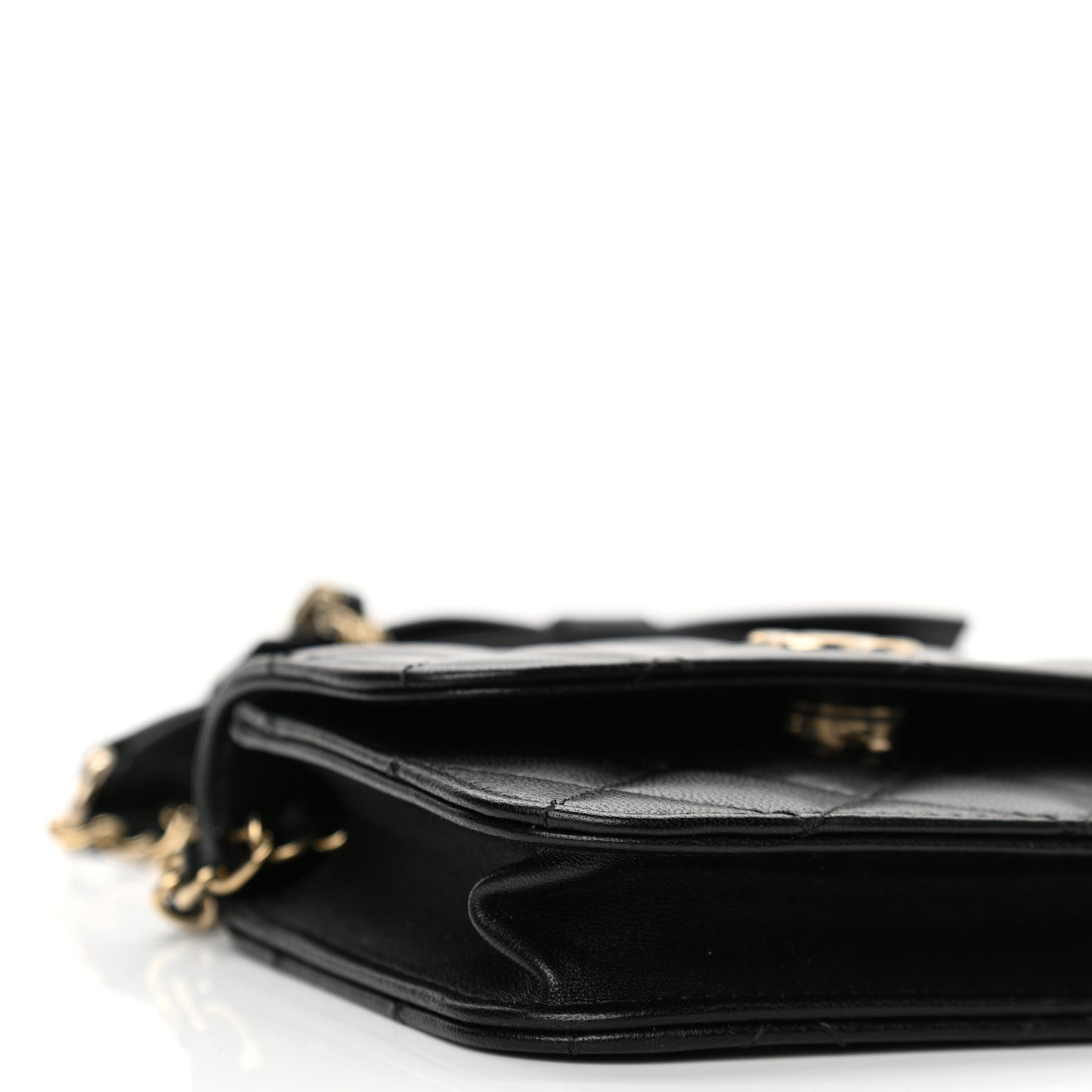 Lambskin Quilted Mini Coco Bow Clutch With Chain Black