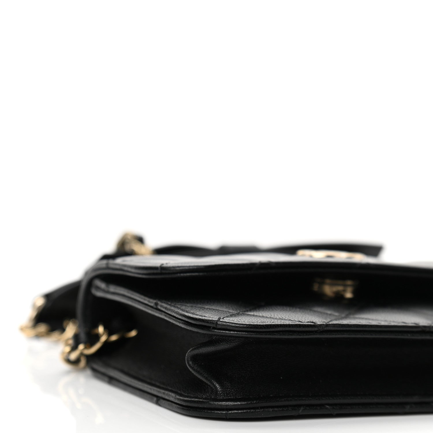 Chanel Lambskin Quilted Mini Coco Bow Clutch With Chain Black 10 of 11