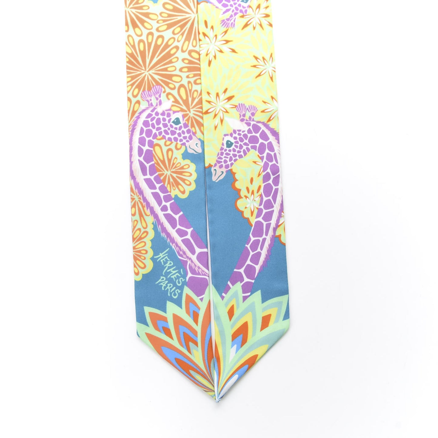 Silk The Three Graces Twilly Canard Mauve Jaune Fluo