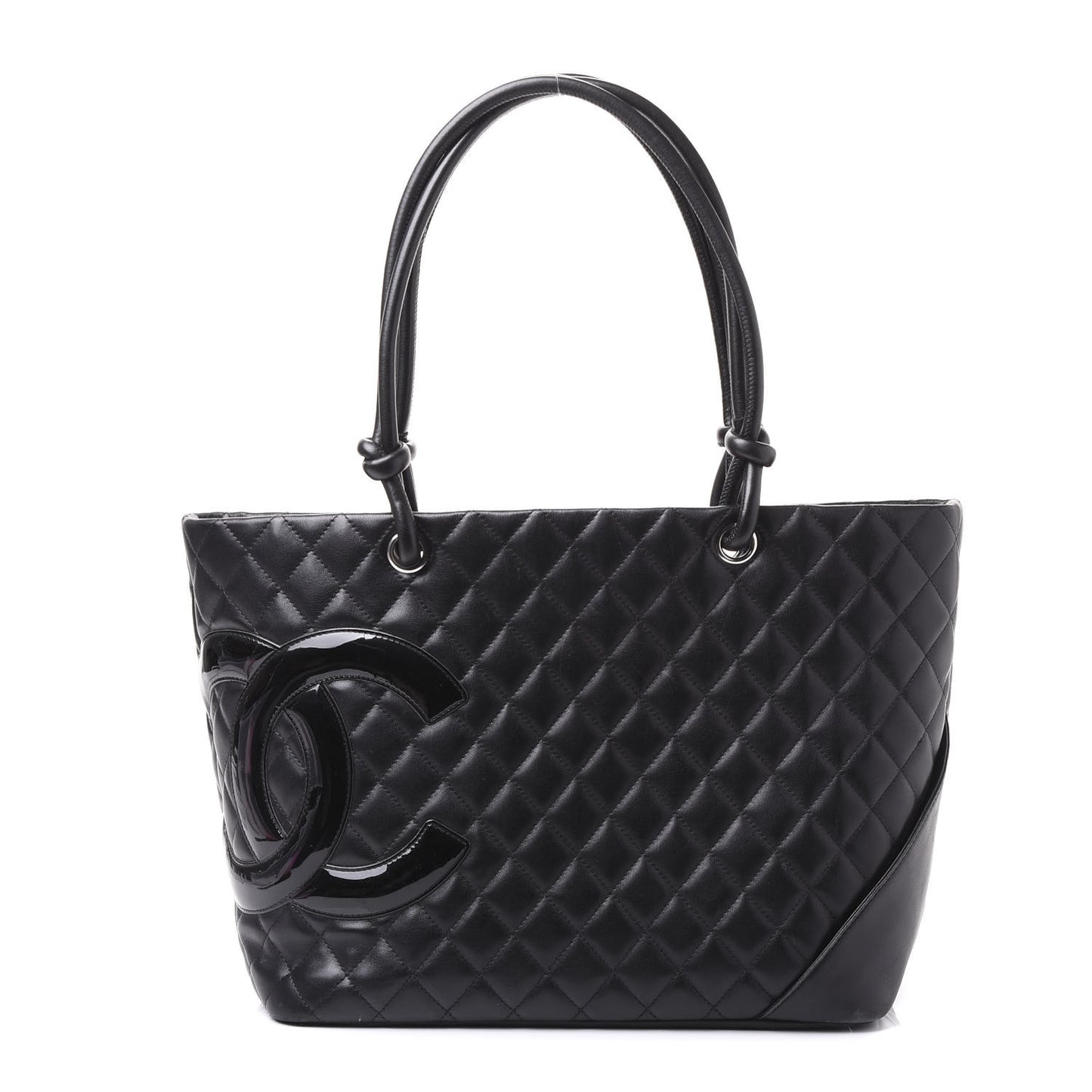 Calfskin Quilted Large Cambon Tote Black