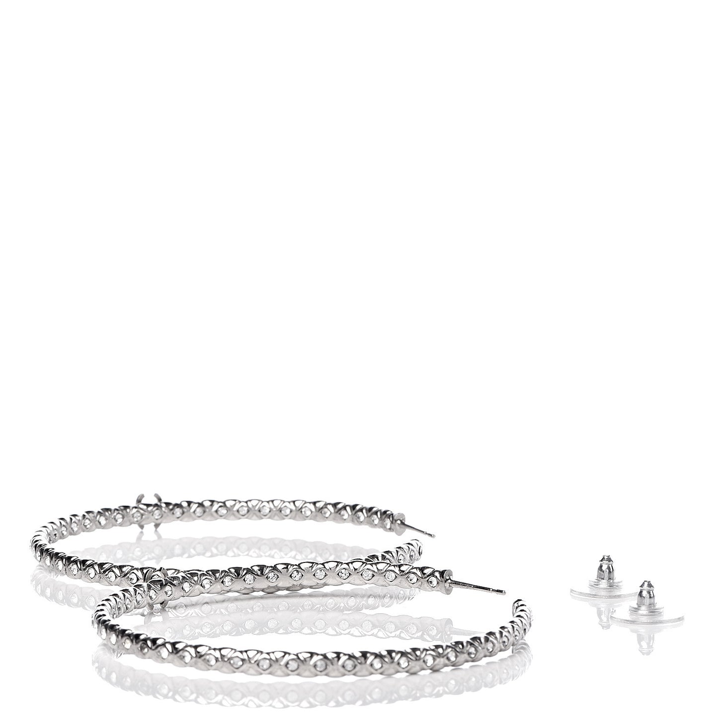 Crystal CC Hoop Earrings Silver