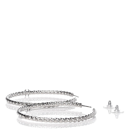 Chanel Crystal CC Hoop Earrings Silver 3 of 5