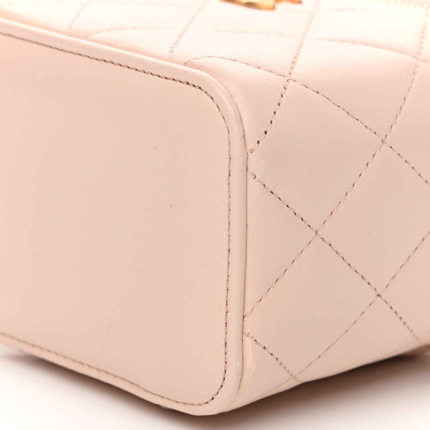 Chanel Lambskin Quilted Pearl Crush Mini Vanity Case With Chain Light Beige 10 of 11