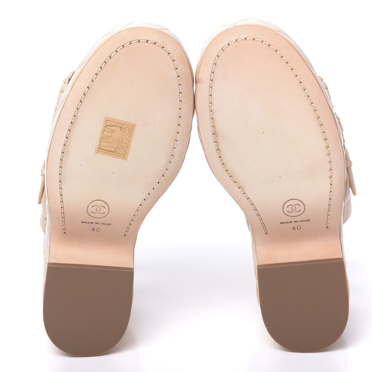 Calfskin Quilted Chain Around Wedge Sandals 40 Light Beige