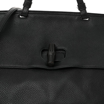 Gucci Cellarius Calfskin Large Bamboo Daily Top Handle Bag Black 7 of 15