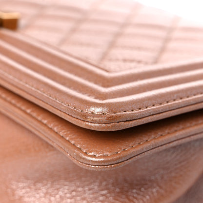 Chanel Metallic Calfskin Quilted Medium Boy Flap Dark Beige 13 of 18