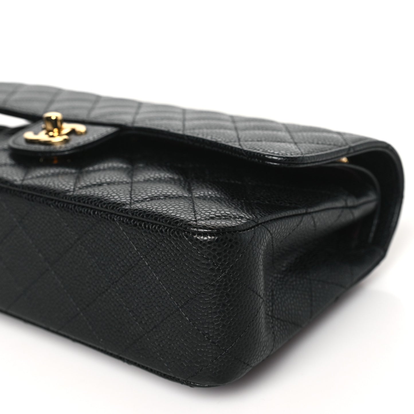 Caviar Quilted Medium Double Flap Black