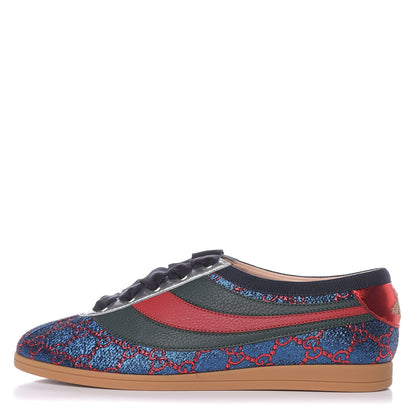 Gucci Lurex Calfskin Web GG Monogram Womens Falacer Sneakers 36 Iridescent Blue Iridescent Red Silver 1 of 8