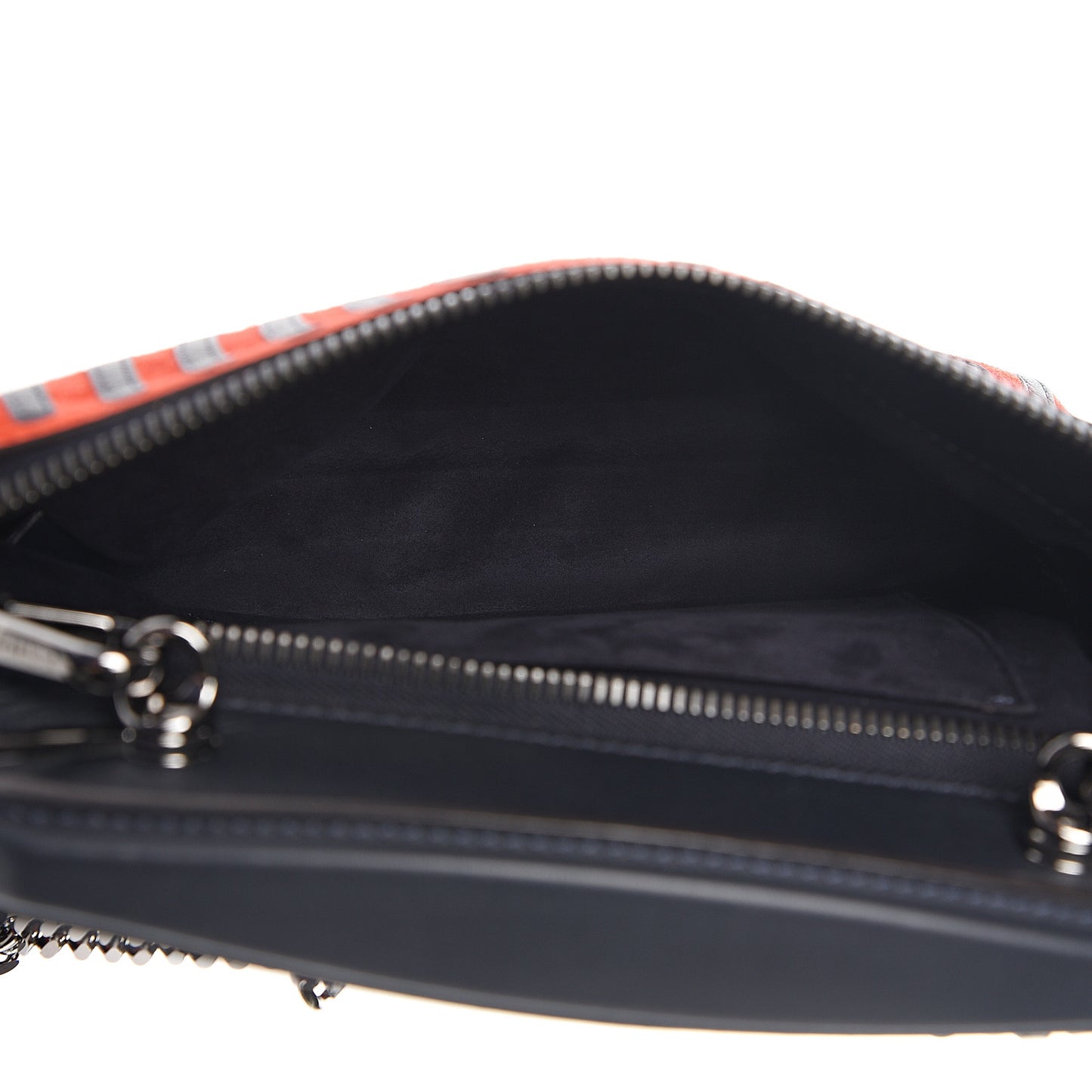 Suede Calfskin Waves Small DotCom Click Chain Satchel Papavero Blue Notte