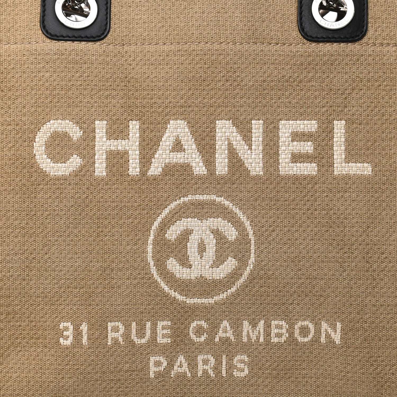 Chanel Canvas Small Deauville Tote Beige Black 8 of 10