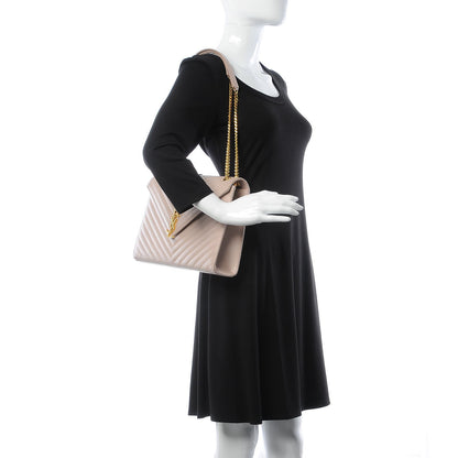 Saint Laurent Grain De Poudre Matelasse Chevron Large Monogram Satchel Rose Antic 2 of 10