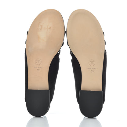 Chanel Suede Pearl Sandals 39 Black 5 of 11