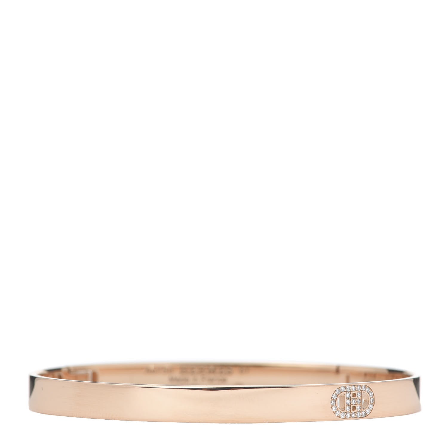 Hermes 18K Rose Gold Diamond PM H D'Ancre Bracelet ST 1 of 6