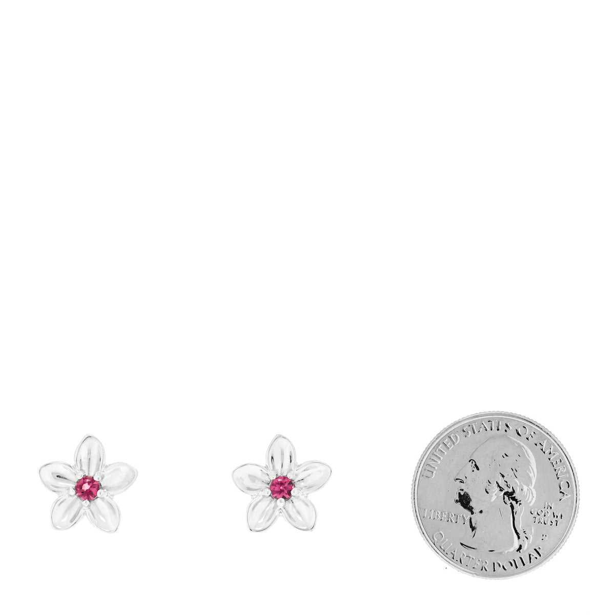 Tiffany Sterling Silver Pink Tourmaline Flower Stud Earrings 2 of 4