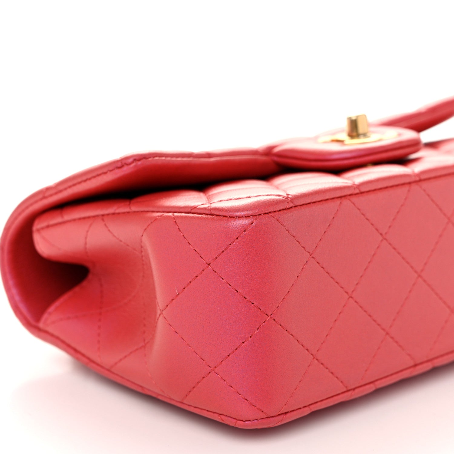 Chanel Iridescent Lambskin Quilted Mini Top Handle Rectangular Flap Red 9 of 10