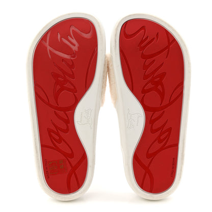 Christian Louboutin Faux Shearling Embroidered Pool Donna Flat Slide Sandals 36.5 White 6 of 10