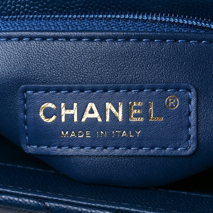 Chanel Caviar Quilted Lizard Embossed Mini Coco Handle Flap Navy Blue 7 of 12