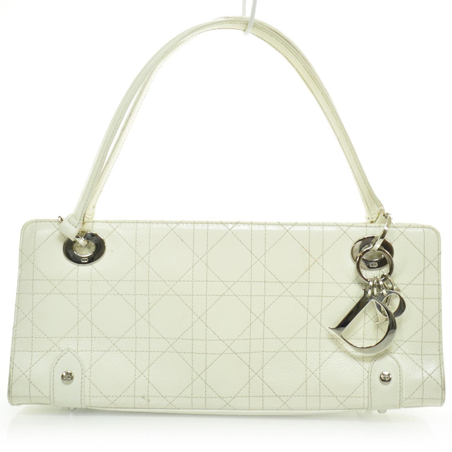 Calfskin Cannage Stitched East West Lady Dior White