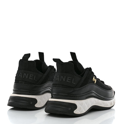 Chanel Velvet Calfskin Mixed Fibers CC Sneakers 39.5 Black 4 of 9
