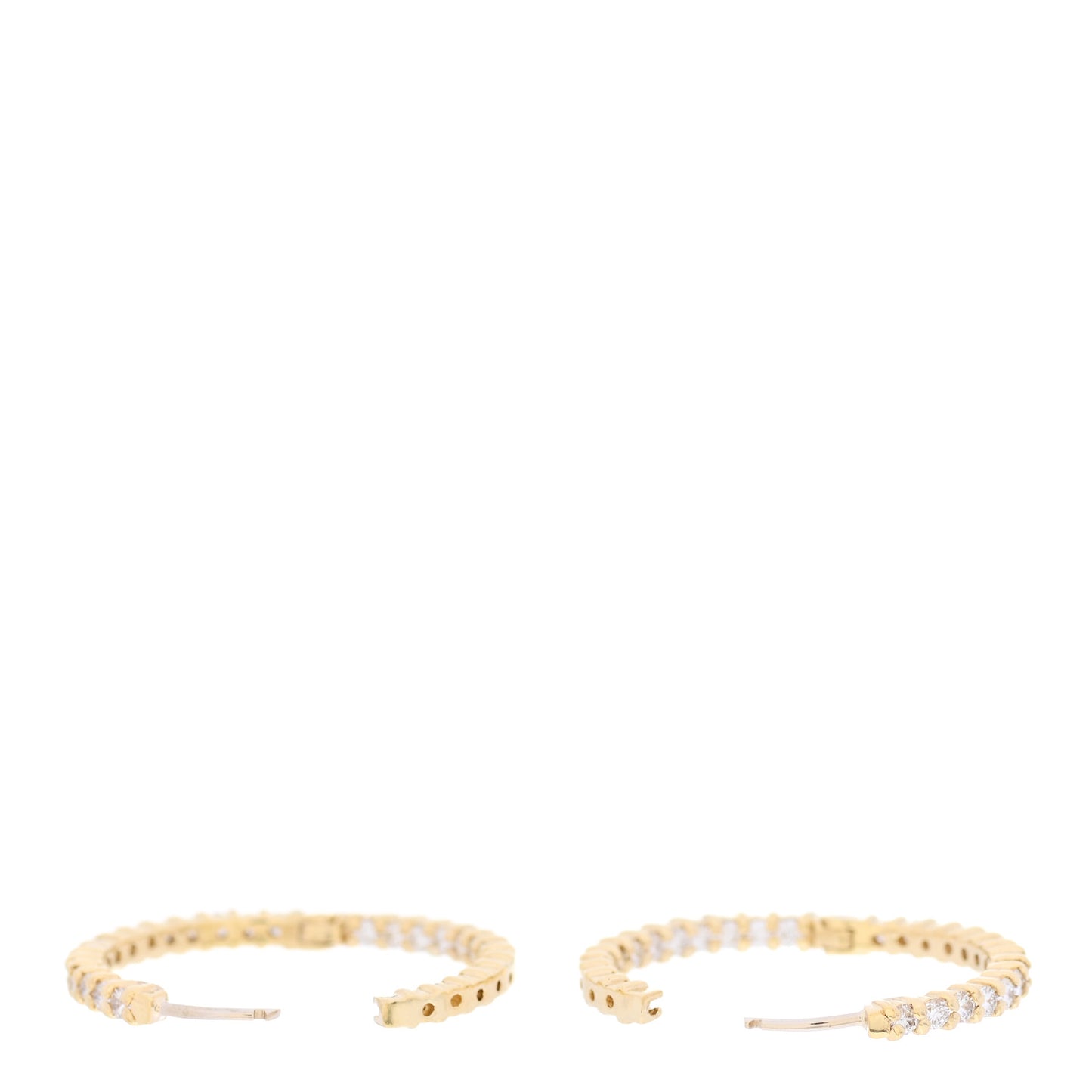 18K Yellow Gold Diamond 25mm Inside Out Hoop Earrings