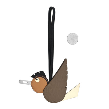 Hermes Epsom Swift Chevre Mysore Birdy Bag Charm Etoupe Nata Biscuit Rouge Sellier Black 2 of 5