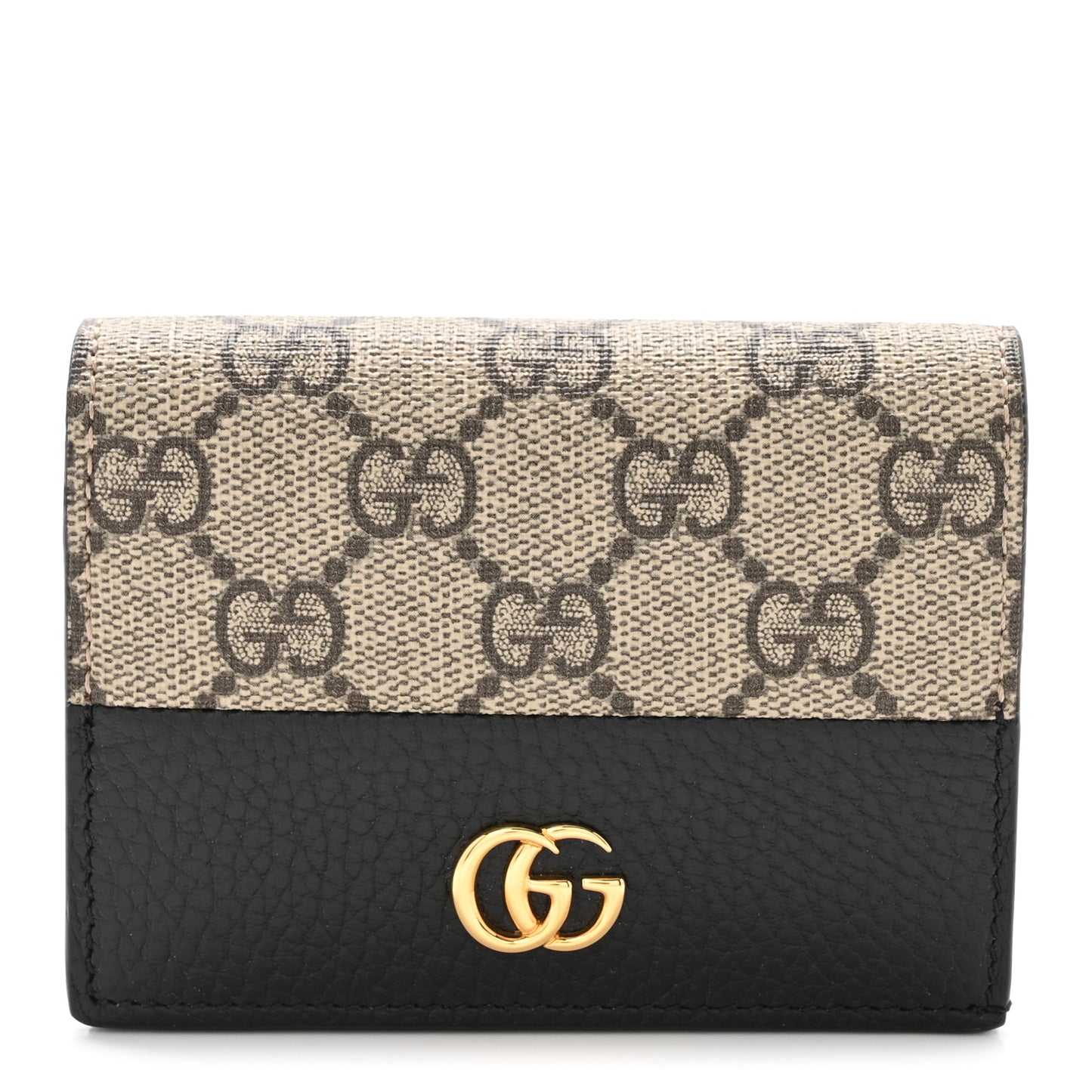 Dollar Calfskin GG Supreme Monogram GG Marmont Card Case Black Beige Ebony