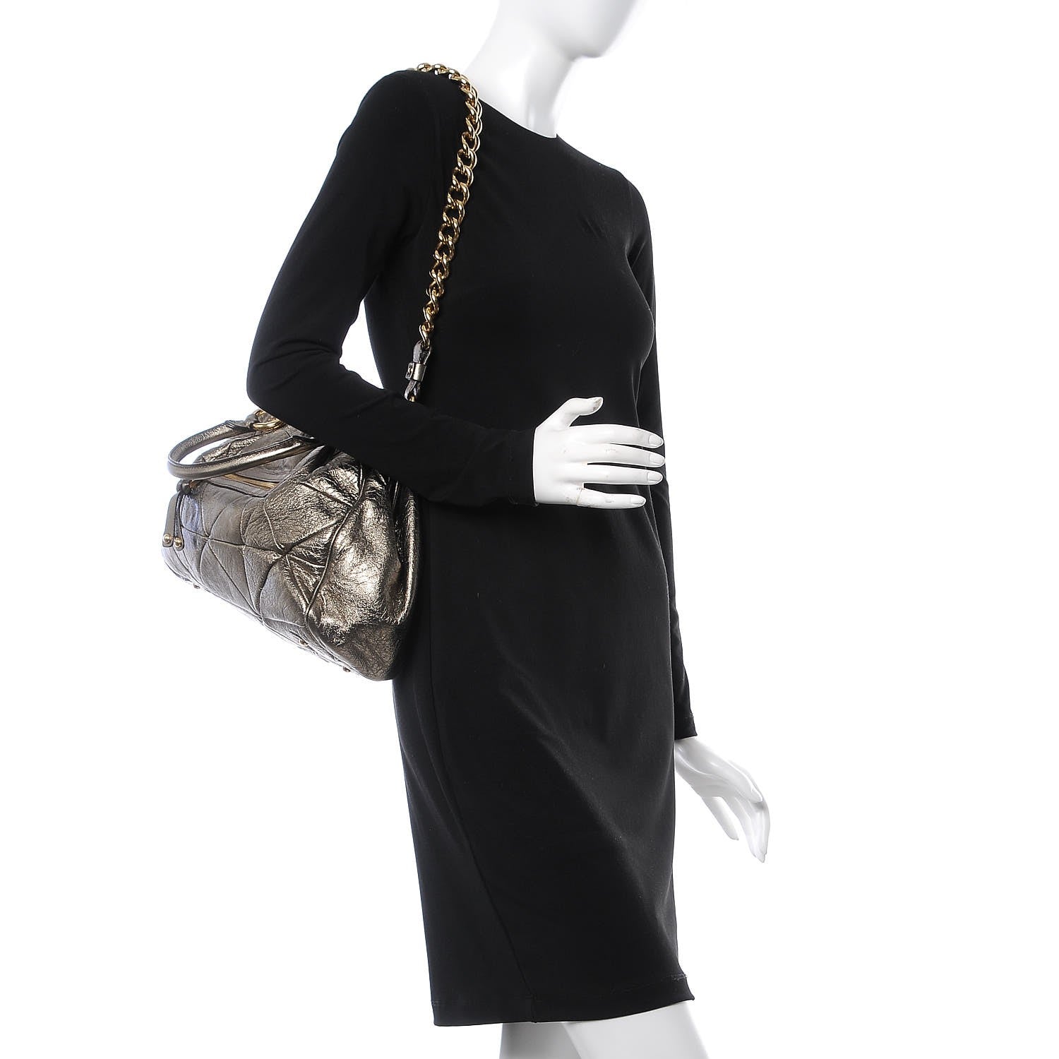 Marc Jacobs Metallic Calfskin Patchwork Stam Bronze 3 of 11