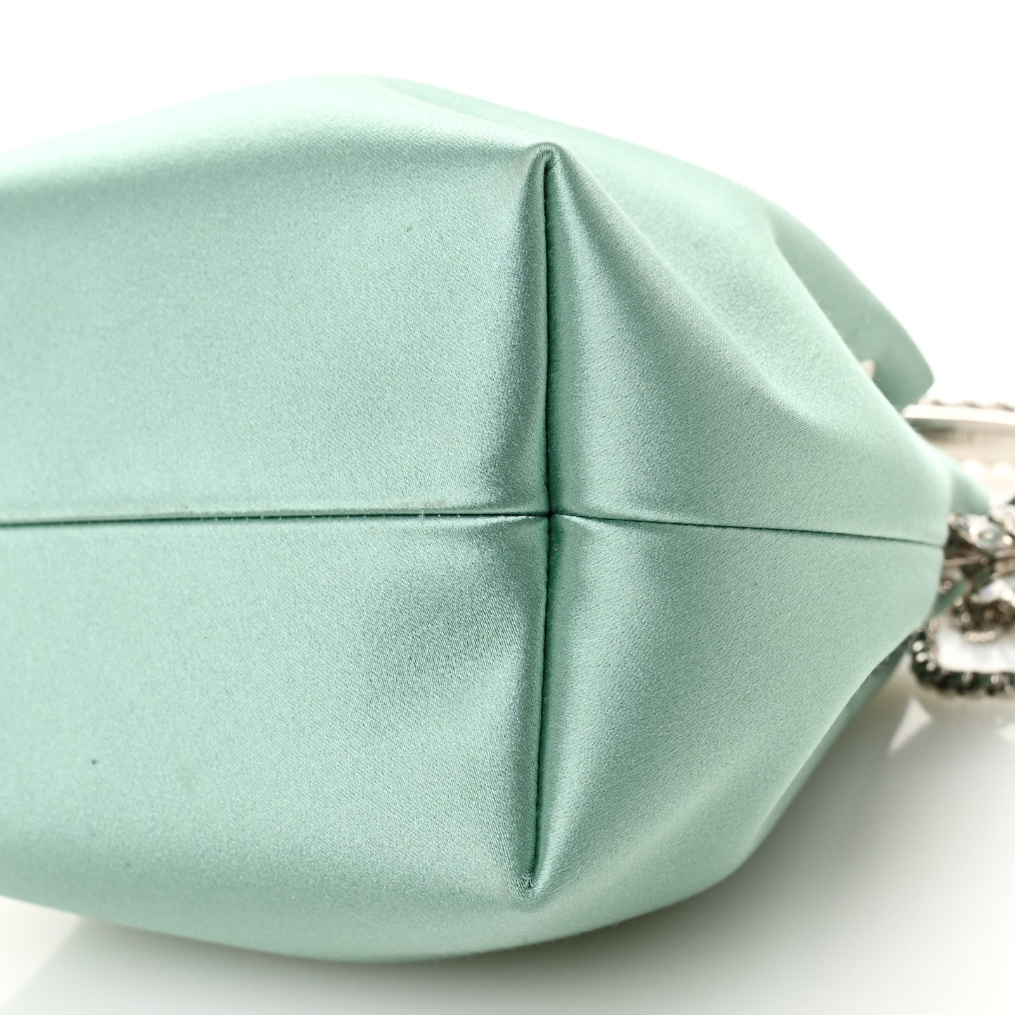 Satin  Crystal Embellished Bon Bon Bucket Bag Celeste