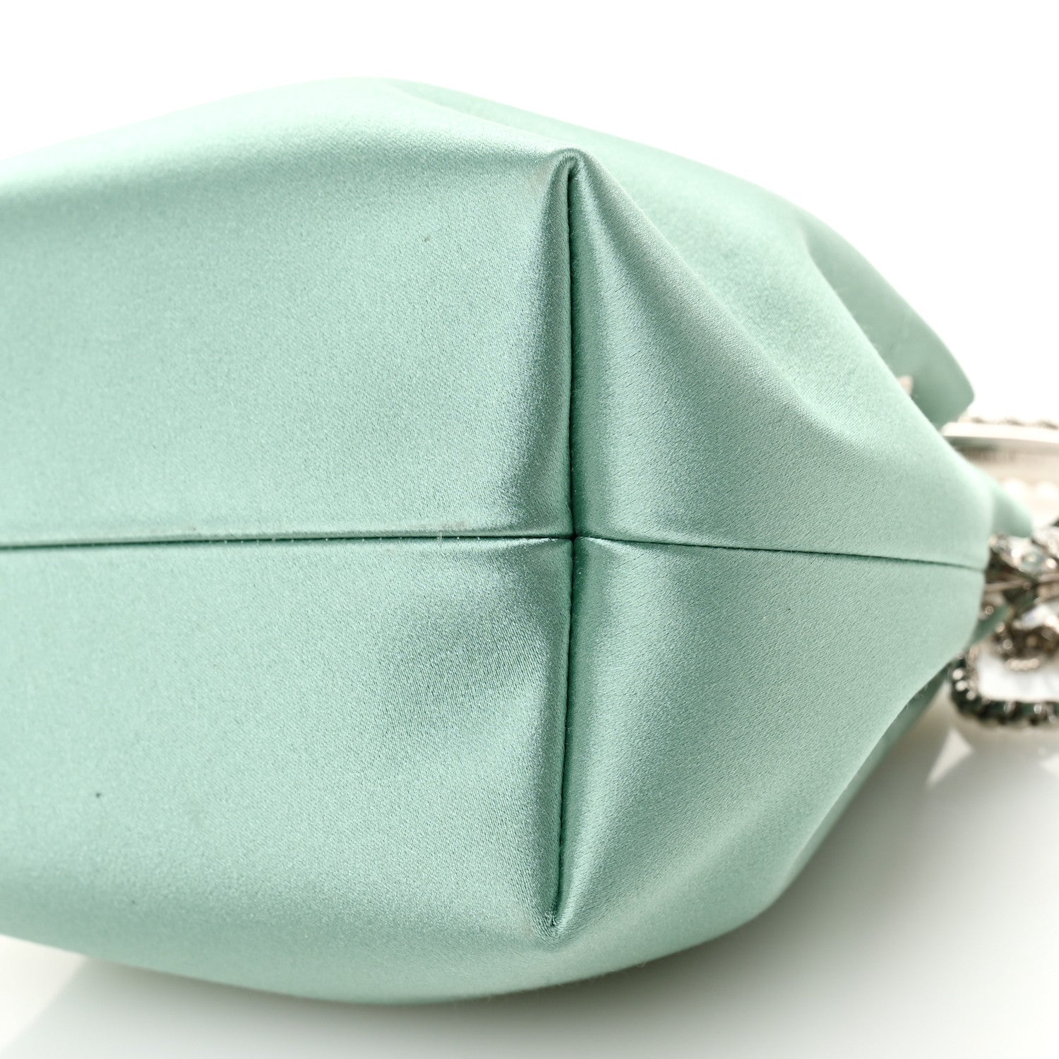 Jimmy Choo Satin  Crystal Embellished Bon Bon Bucket Bag Celeste 9 of 10