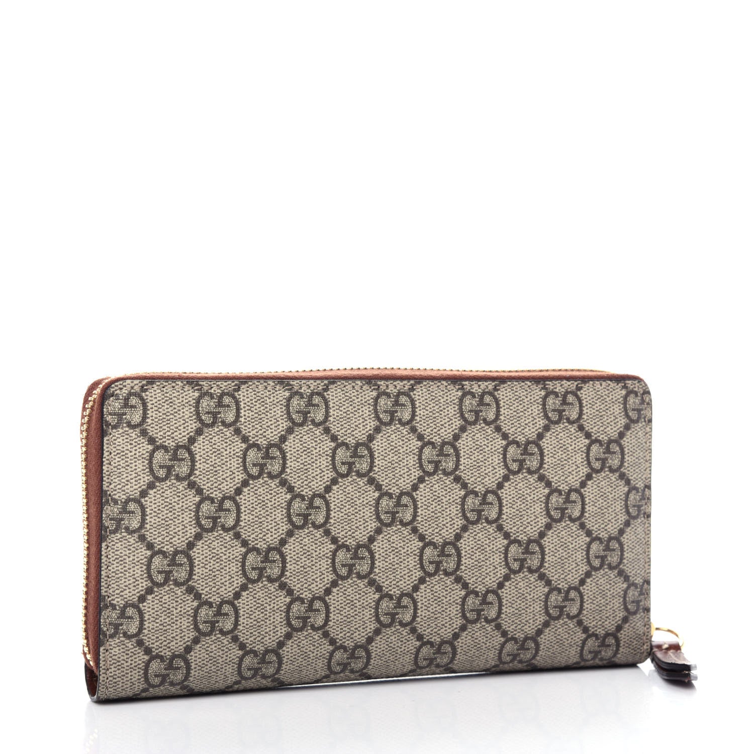 Gucci GG Supreme Monogram Cuoio Toscano Zip Around Wallet Beige Ebony Cuir 5 of 15