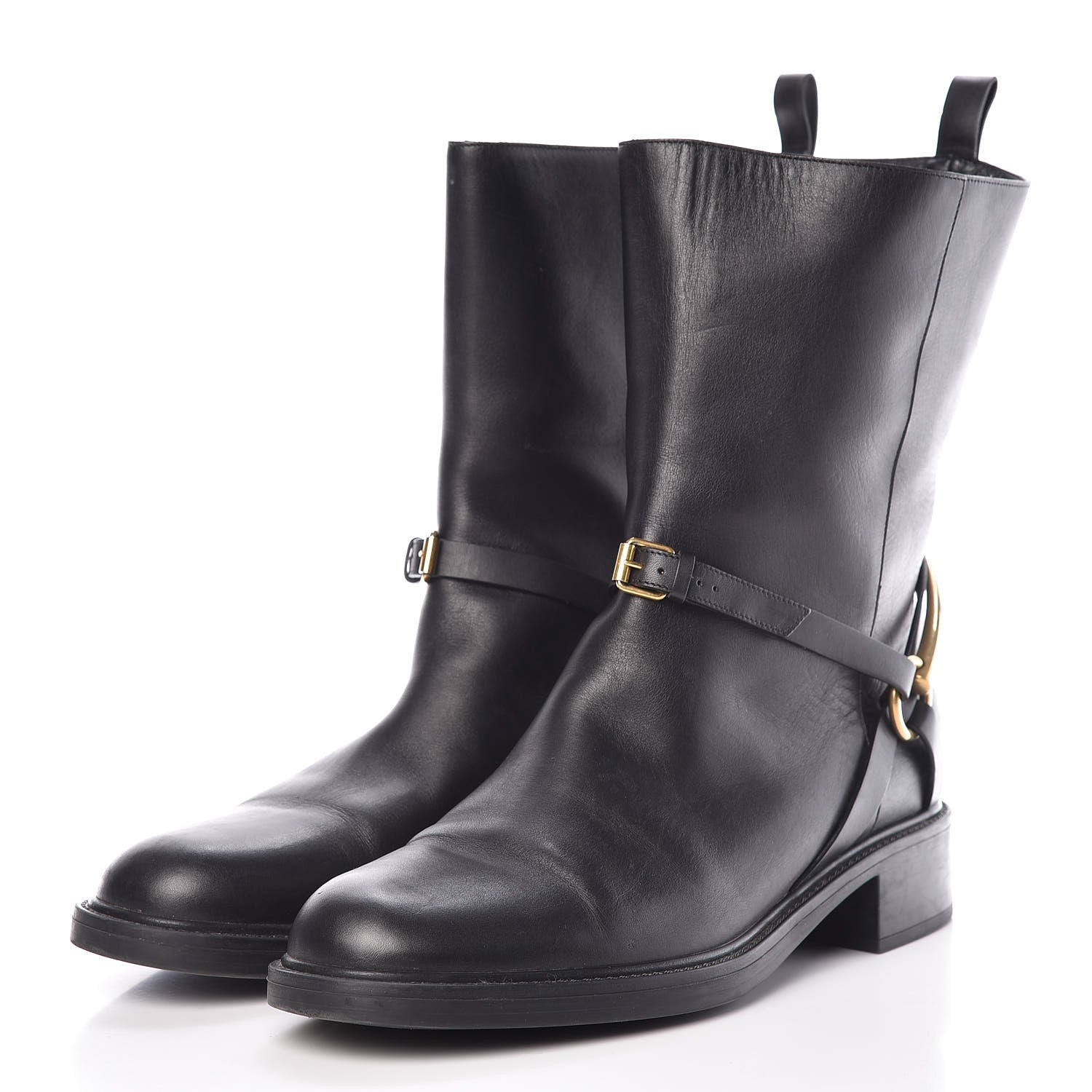 Gucci Calfskin Tess Horsebit Ankle Boots 42 Black 3 of 15